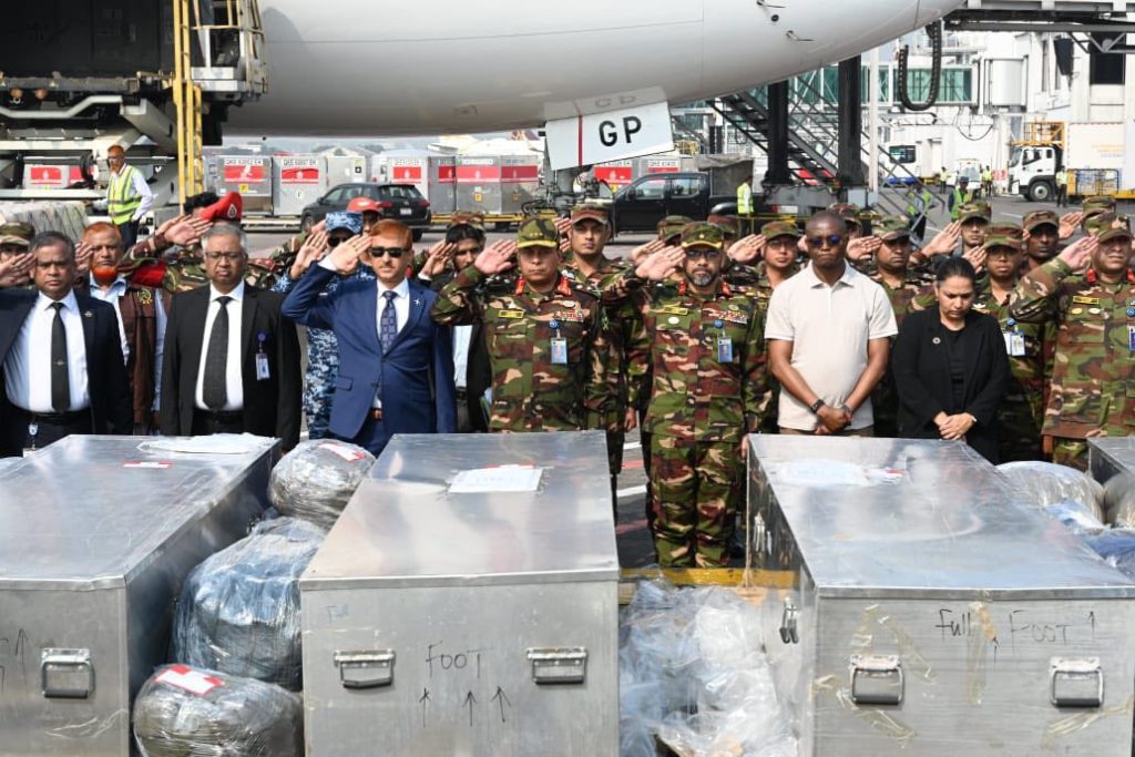Bodies of Bangladesh Army peacekeepers arrive home after drone attack in Sudan