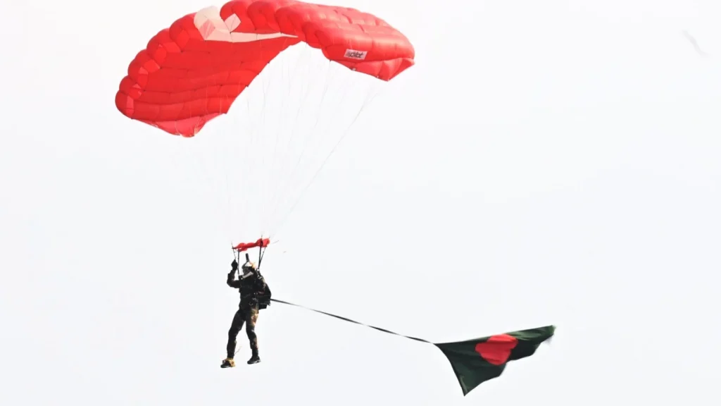 Bangladesh attempts world record with largest flag-parajumping display on 54th Victory Day