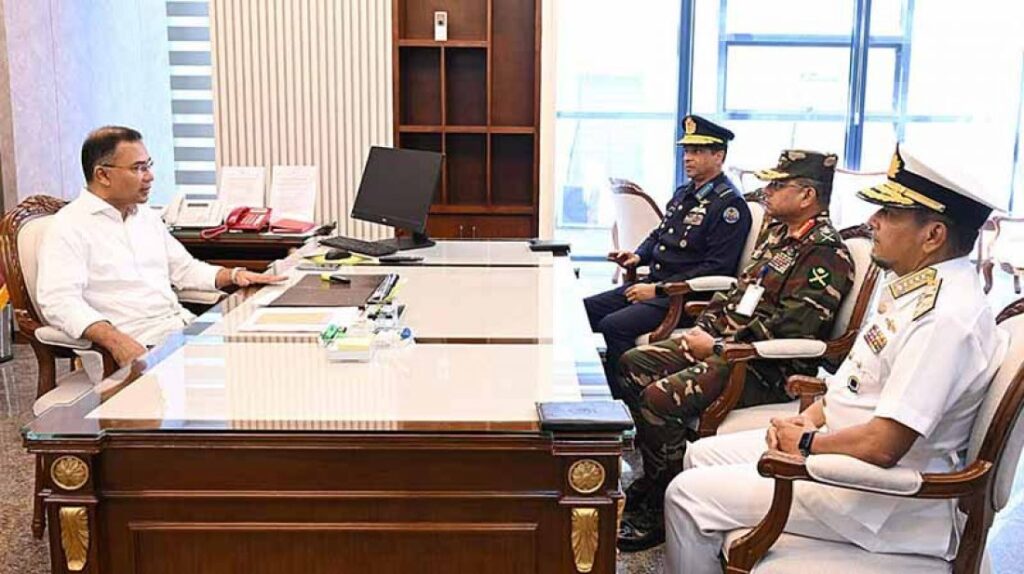 Three service chiefs meet PM Tarique Rahman